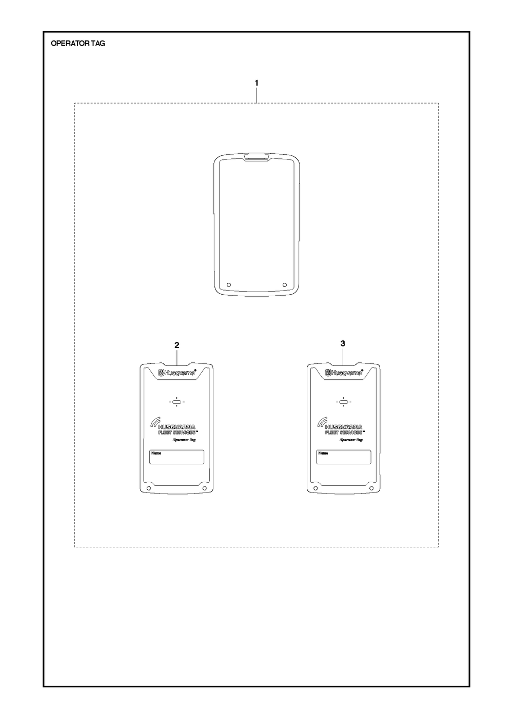 Operator Tag Diagram and Parts List for HFS HUSQVARNA FLEET SERVICES Husqvarna Chainsaw