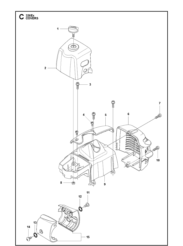 Cover Diagram and Parts List for 326EX  Husqvarna Edger
