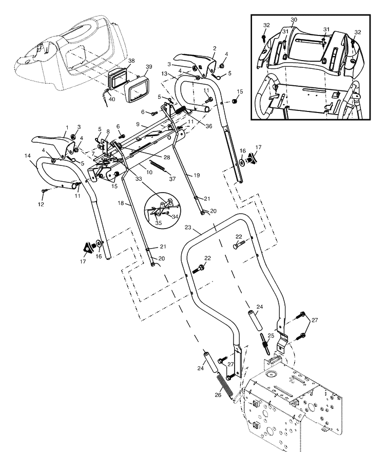 Handles Diagram and Parts List for 1130 (STE XP)(2004-07) Husqvarna Snow Blower