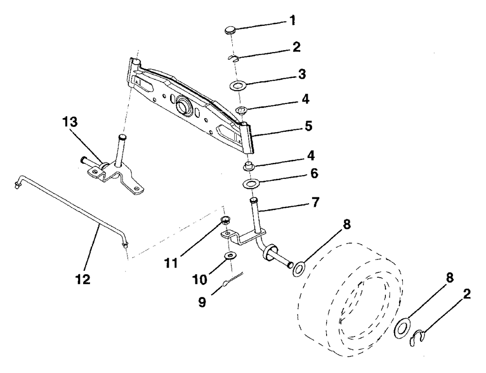 Front Axle Diagram and Parts List for LR100 (954000572-A)(1995-03) Husqvarna Lawn Tractor