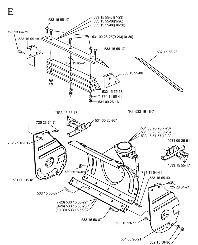 Chassis / Frame 2 Diagram and Parts List for 10-30  Husqvarna Snow Blower