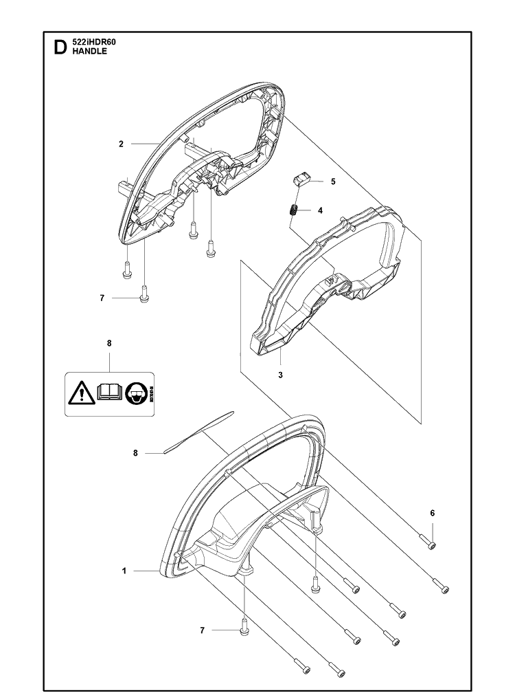 Handle Diagram and Parts List for 343F 20031800001-20043100000 Husqvarna Brush Cutter