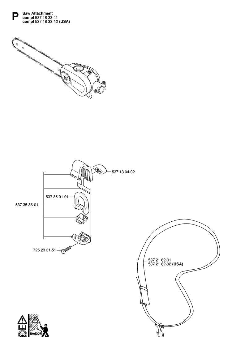 Attachments 2 Diagram and Parts List for 323P 20062700001-Current Husqvarna Pole Saw