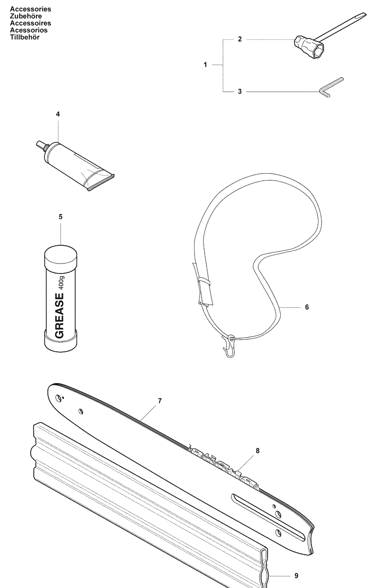 Accessories Diagram and Parts List for 327P4 2008-03 Husqvarna Pole Saw
