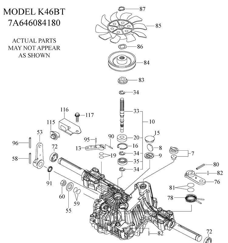 Tufftorq Transaxle Diagram and Parts List for YTH20K46 (917289542)(2010-01) Husqvarna Lawn Mower