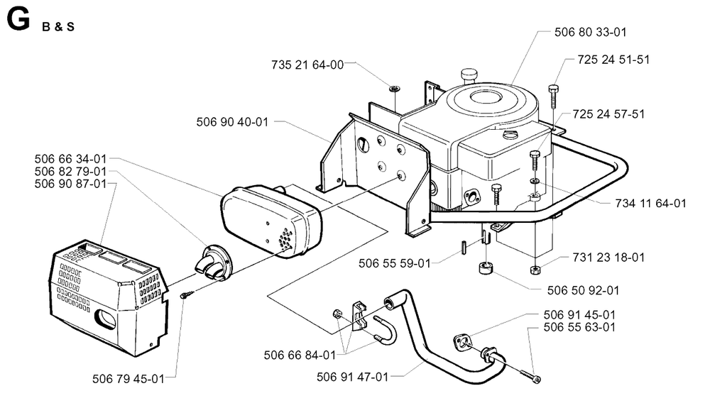 Engine Diagram and Parts List for R13BIO 1999-11 Husqvarna Lawn Tractor