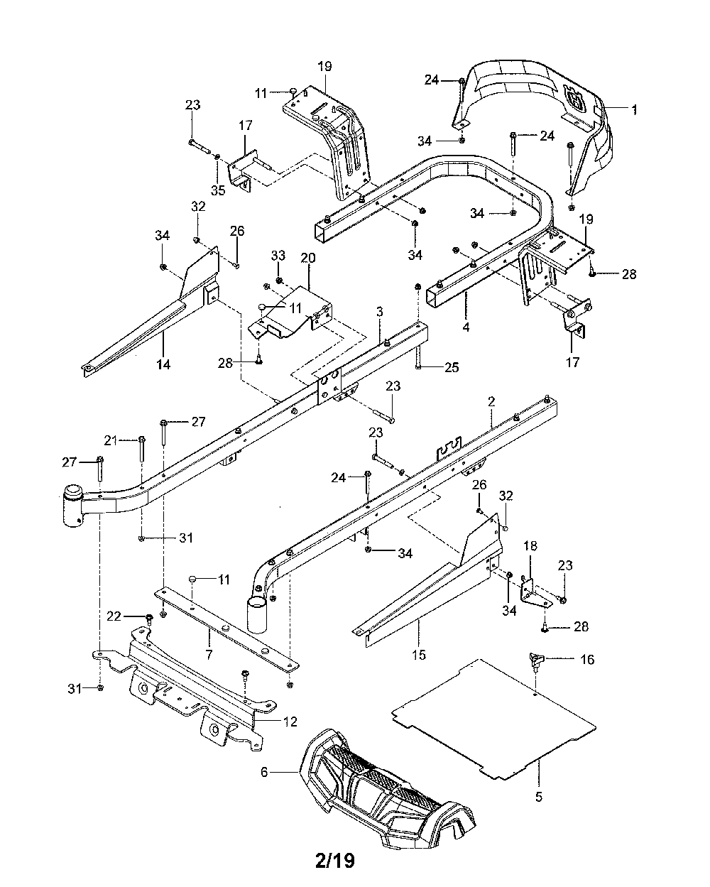 Frame Diagram and Parts List for 967924801-00  Husqvarna Lawn Mower