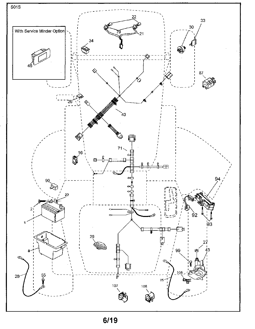 Electrical Diagram and Parts List for 917280022  Husqvarna Lawn Tractor