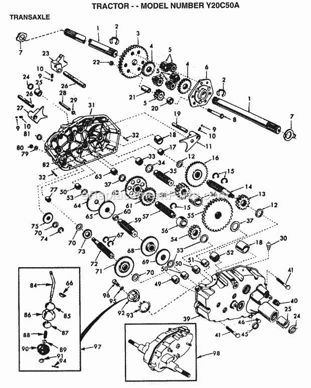 Steering Assembly Diagram and Parts List for Y20C50A 1995 Husqvarna Lawn Tractor