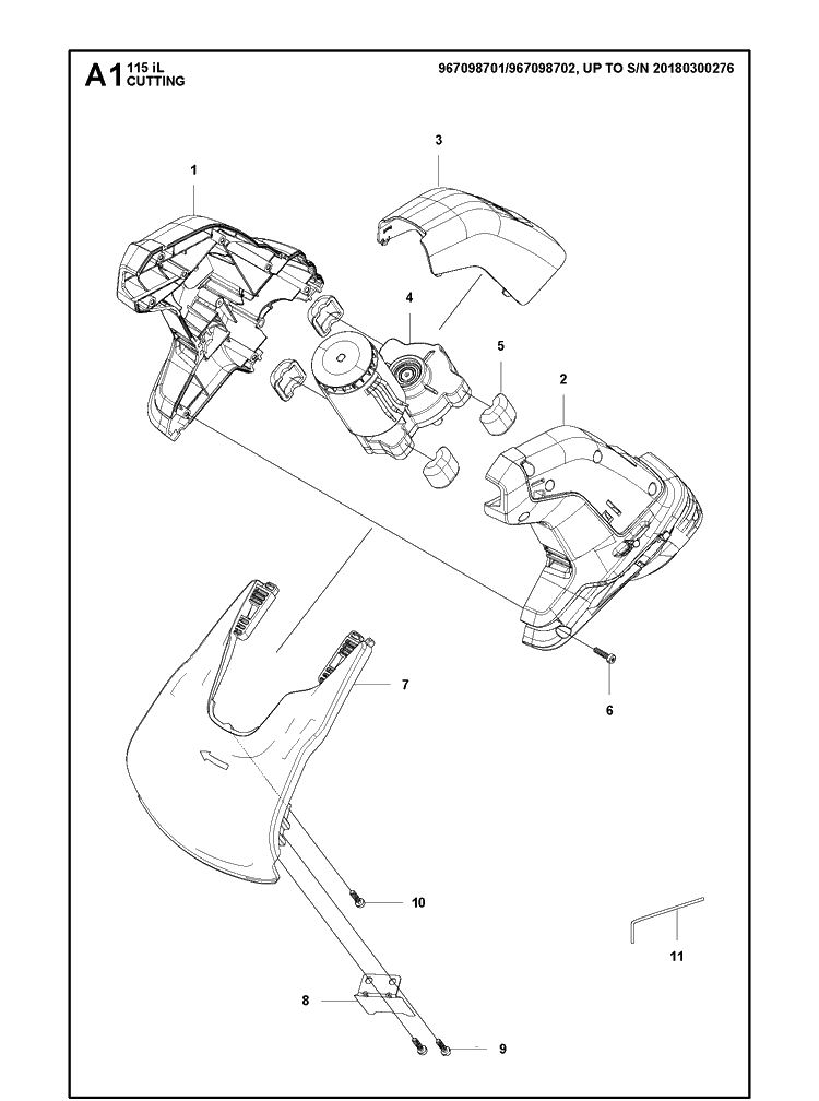 Cutting Equipment 2 Diagram and Parts List for 115IL (967098701)(20180100000-Current) Husqvarna Edger