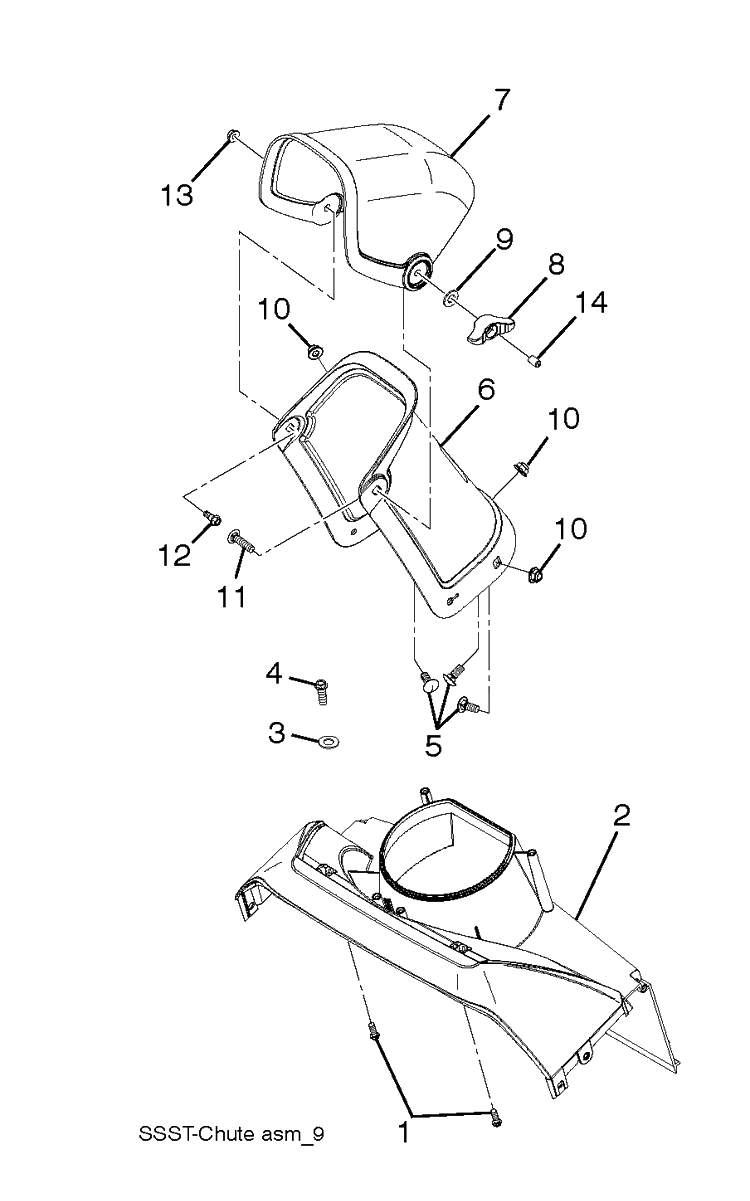 Control Panel And Discharge Chute Diagram and Parts List for ST121E (96181000900)(2011-06) Husqvarna Snow Blower