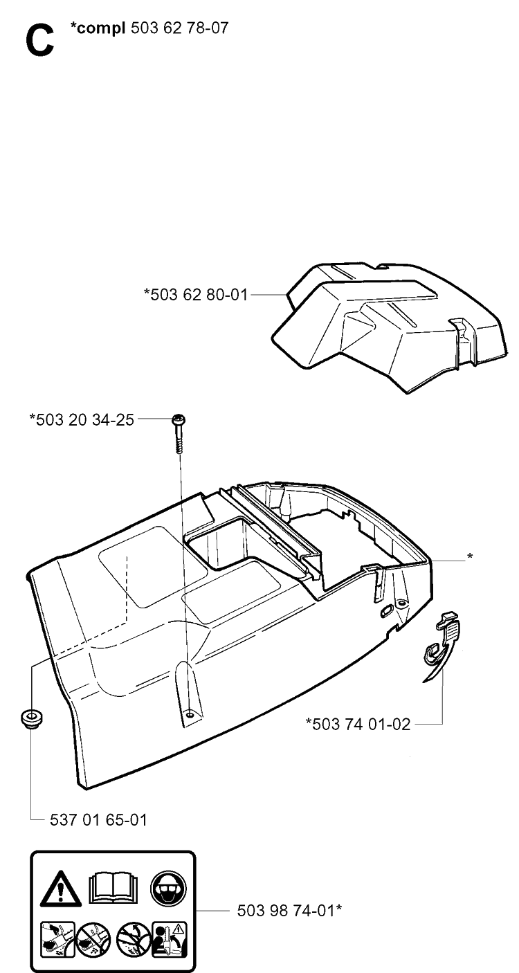 Cover Diagram and Parts List for 365 20034400001-20051800000 Husqvarna Chainsaw