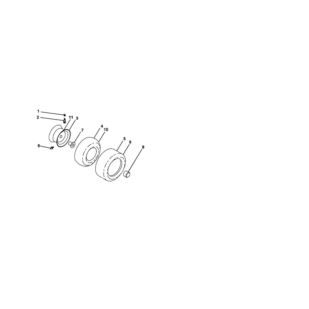 Wheels And Tires Diagram and Parts List for YTS4500  Husqvarna Lawn Tractor
