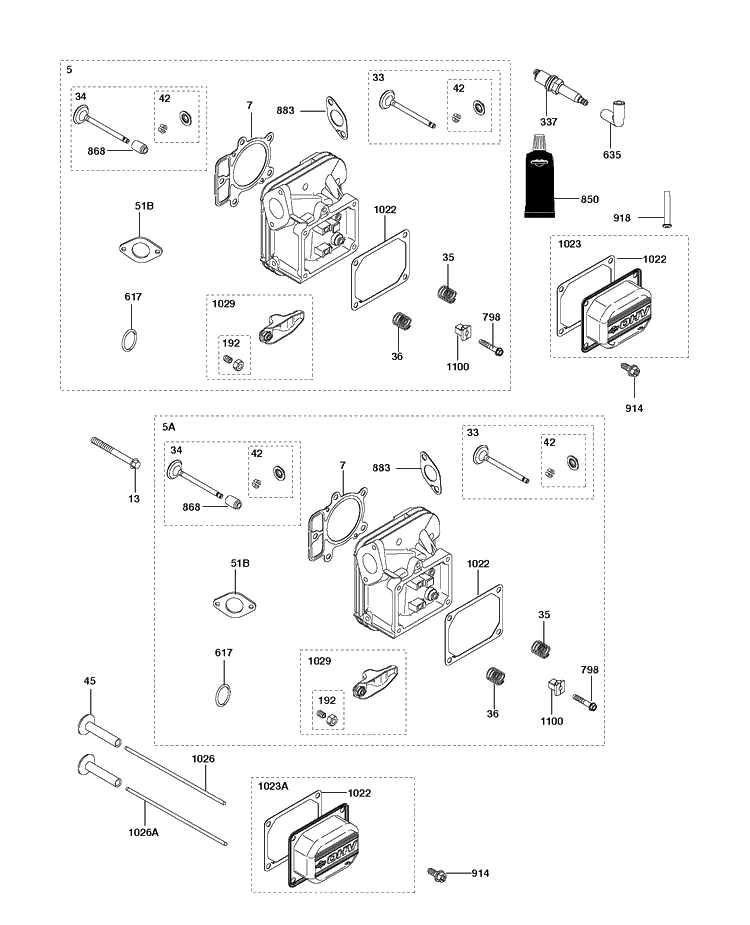 Cylinder Cover Diagram and Parts List for 40H777-4144-G5 2013-04 Husqvarna Engine