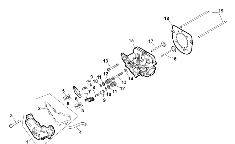 Cylinder Diagram and Parts List for SV590-0007 2005-01 Husqvarna Engine