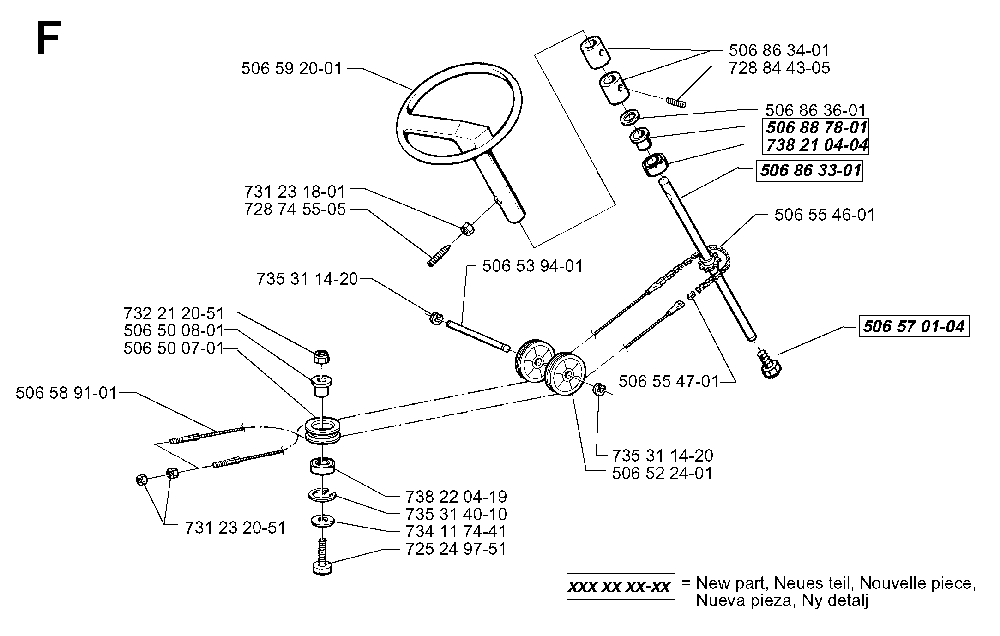 Steering Diagram and Parts List for RIDER970HSTBIOCLIP 1997-02 Husqvarna Lawn Tractor