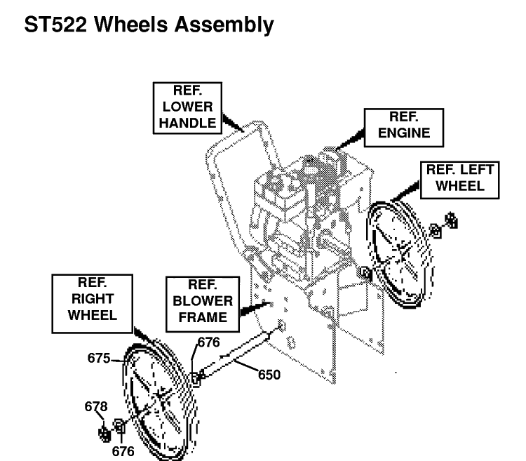 Wheels And Tires Diagram and Parts List for ST522H (601002327)(1998-01) Husqvarna Snow Blower