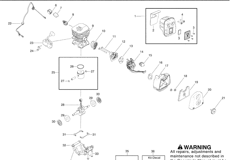 Cylinder And Muffler Diagram and Parts List for 125BX 2008-10 Husqvarna Leaf Blower / Vacuum