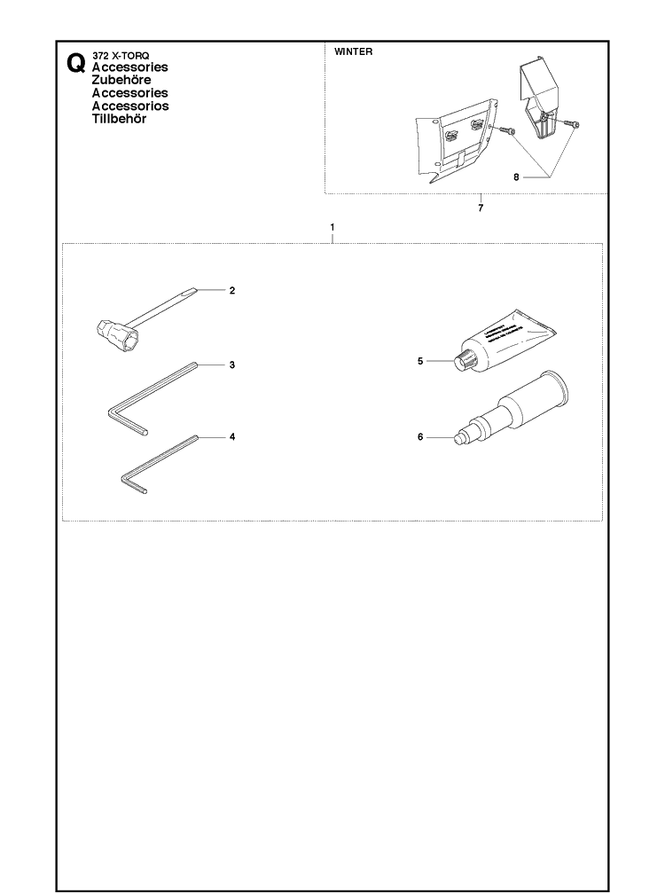 Accessories 8 Diagram and Parts List for 372XP XPG X-TORQ Husqvarna Chainsaw