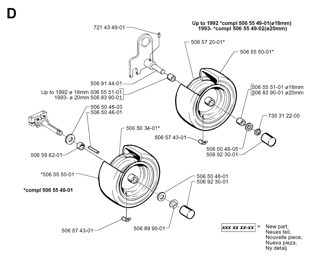 Wheels And Tires Diagram and Parts List for R850 1998-03 Husqvarna Lawn Tractor