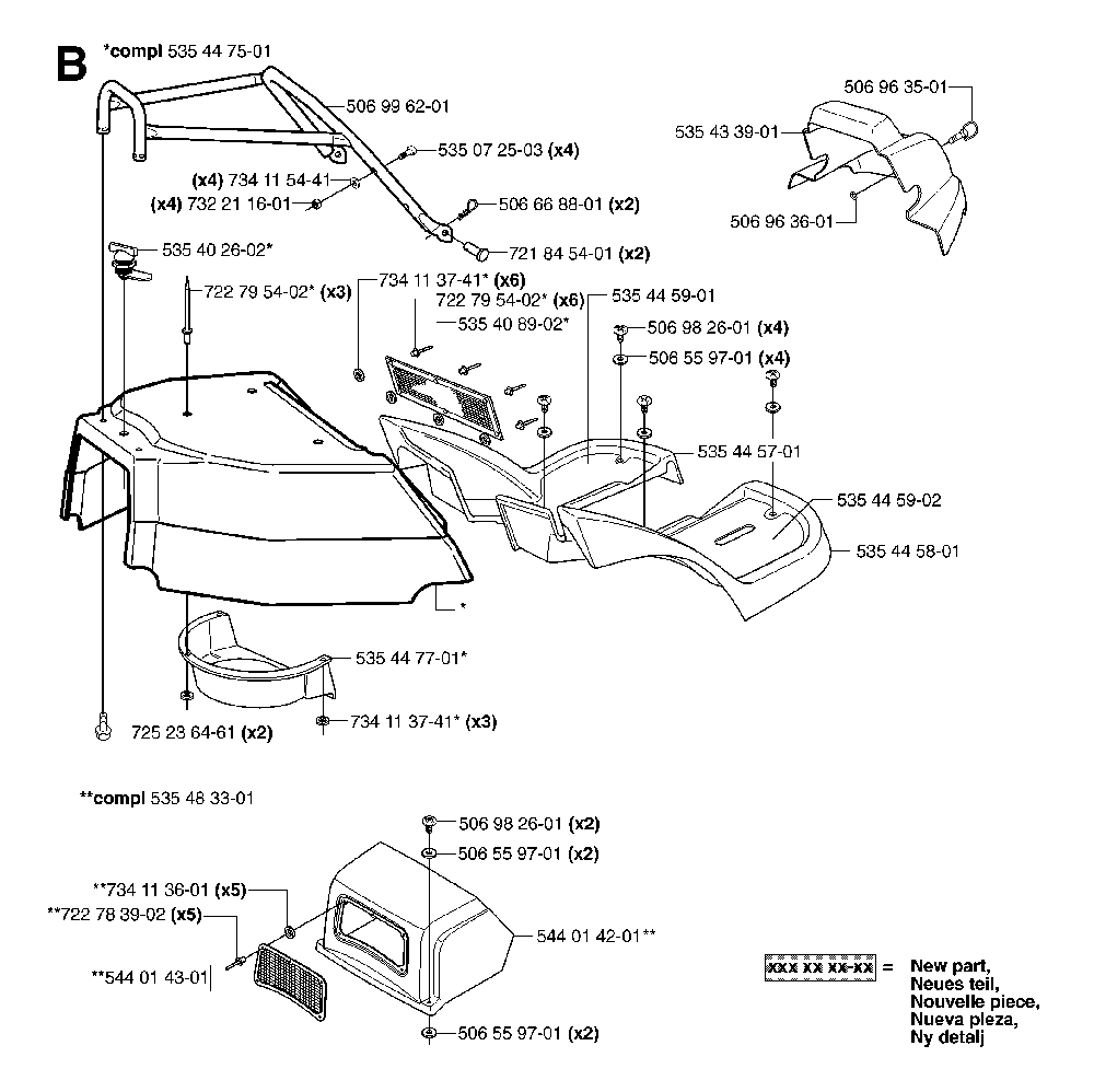 Cover Diagram and Parts List for RIDERPRO18AWD (953536601)(2005-03) Husqvarna Lawn Tractor