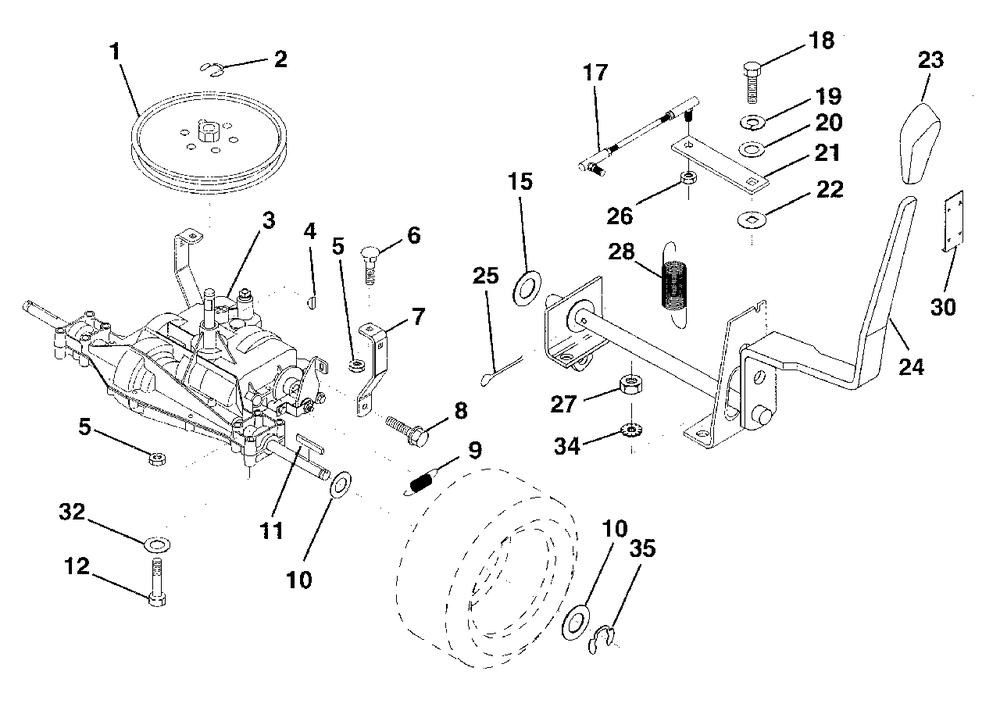 Transaxle Diagram and Parts List for LR125 (954000522-A)(1992-12) Husqvarna Lawn Tractor