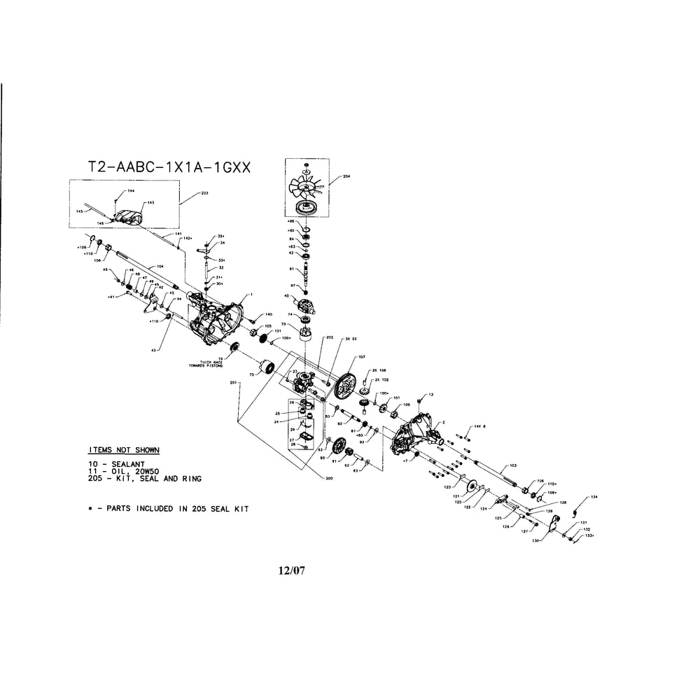 Transaxle Diagram and Parts List for 917287542  Husqvarna Lawn Tractor