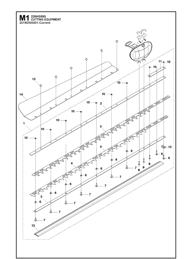 Cutting Equipment 2 Diagram and Parts List for 226HS99S  Husqvarna Hedge Trimmer