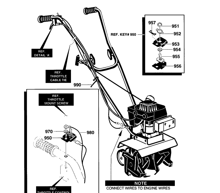 Remote Stop Assembly Diagram and Parts List for CT16 1997-11 Husqvarna Tiller