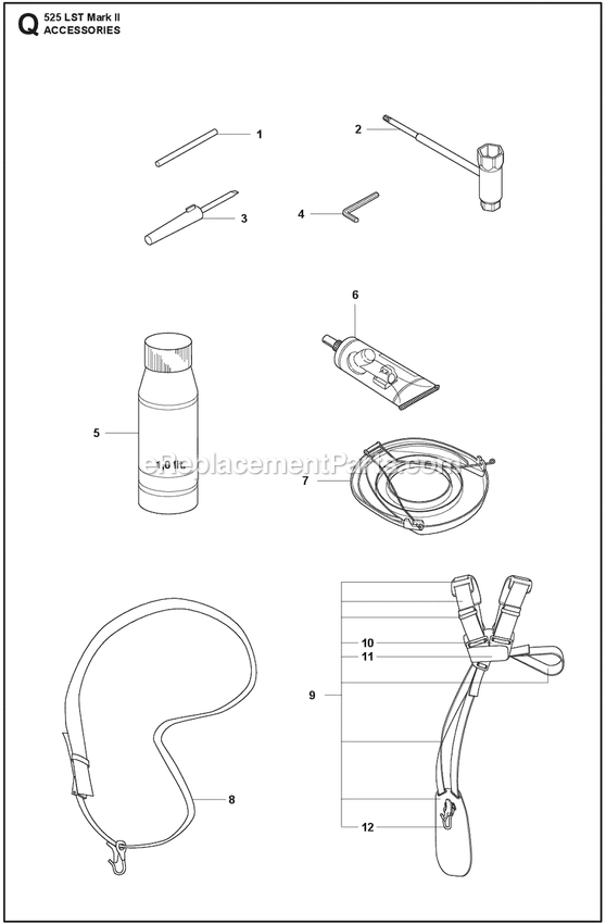 Accessories B Diagram and Parts List for 525LSTMARKII  Husqvarna Trimmer