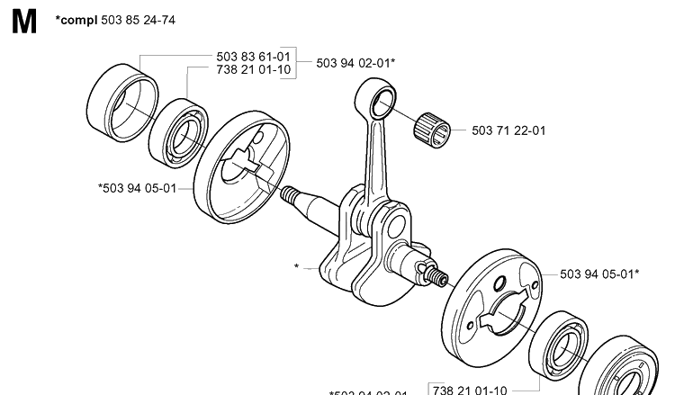 Crankshaft Diagram and Parts List for 326HE4 (X-SERIES)(20013500001-20033100000) Husqvarna Hedge Trimmer