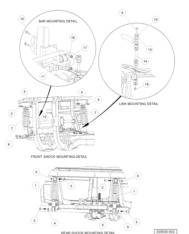 Shock Absorbers High Capacity Diagram and Parts List for HUV4421DXP 2006-11 Husqvarna Lawn Tractor