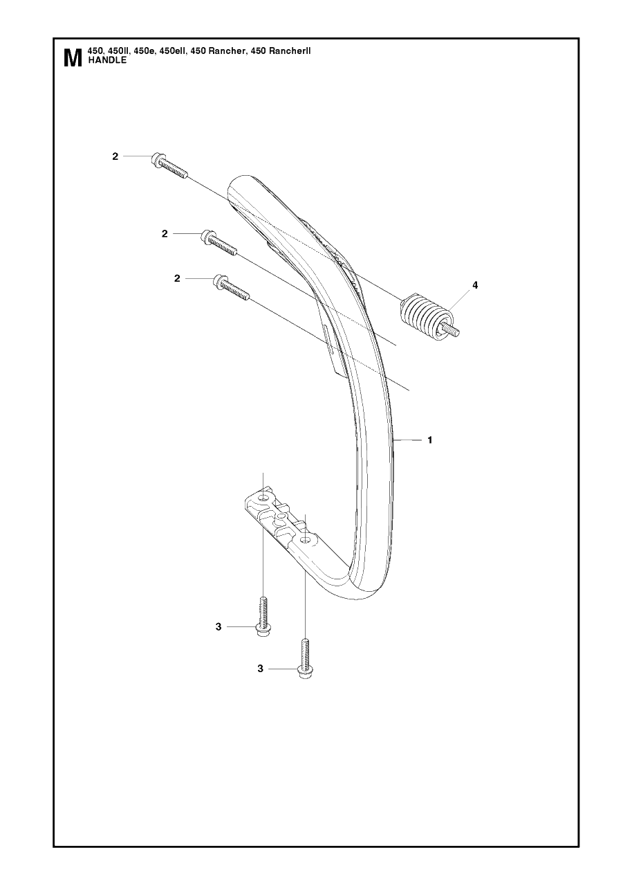Handle Diagram and Parts List for 450RANCHER  Husqvarna Chainsaw