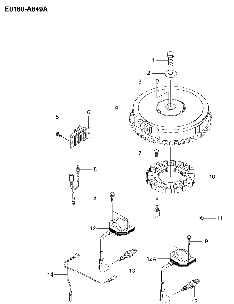 Electrical Diagram and Parts List for FH430V 2003-06 Husqvarna Engine