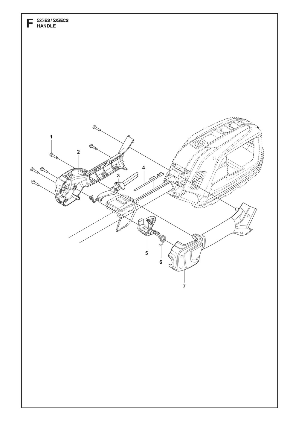 Handle Diagram and Parts List for 525IECS  Husqvarna Trimmer