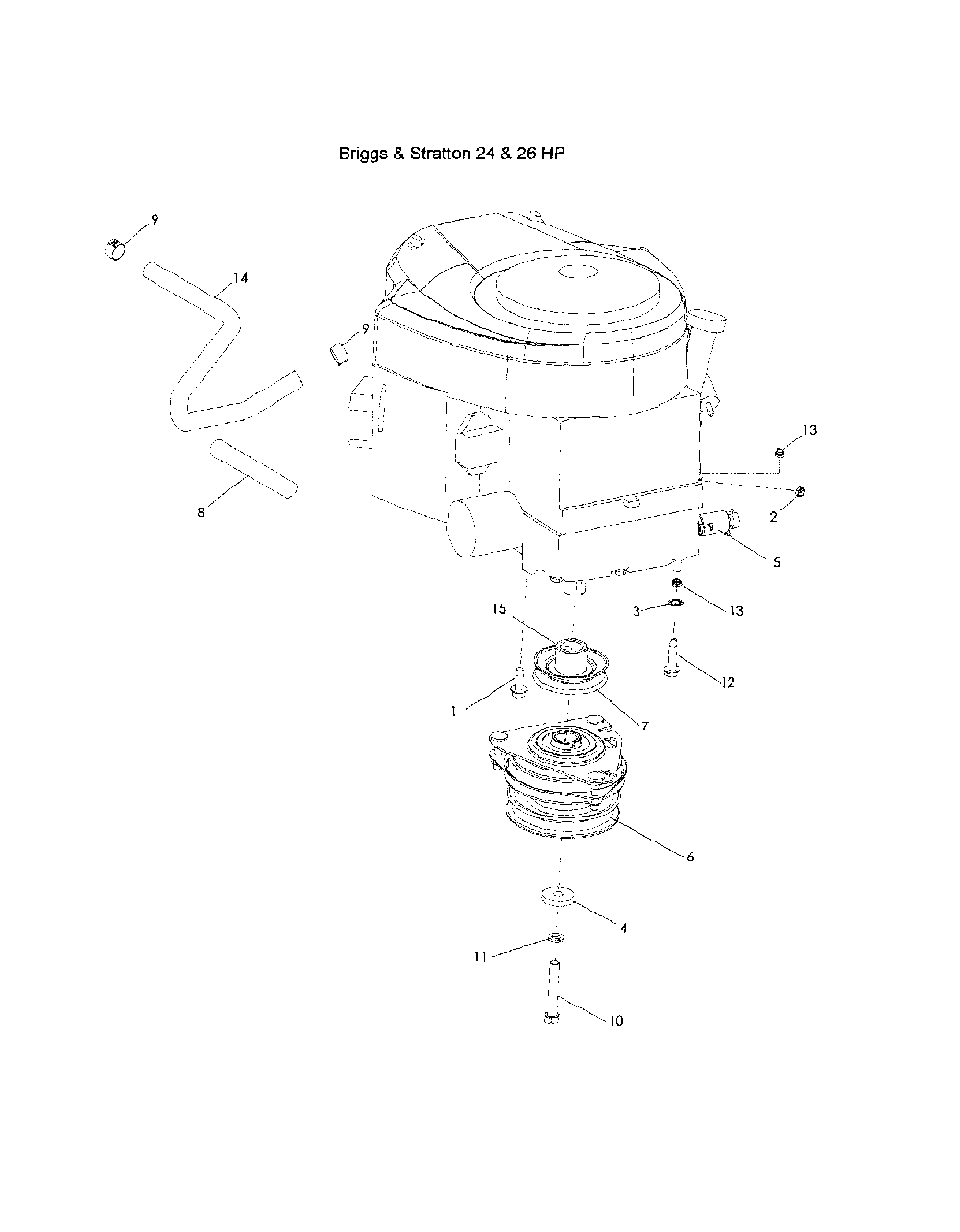 Engine - b&s 24/26 hp Diagram and Parts List for 968999685  Husqvarna Lawn Mower