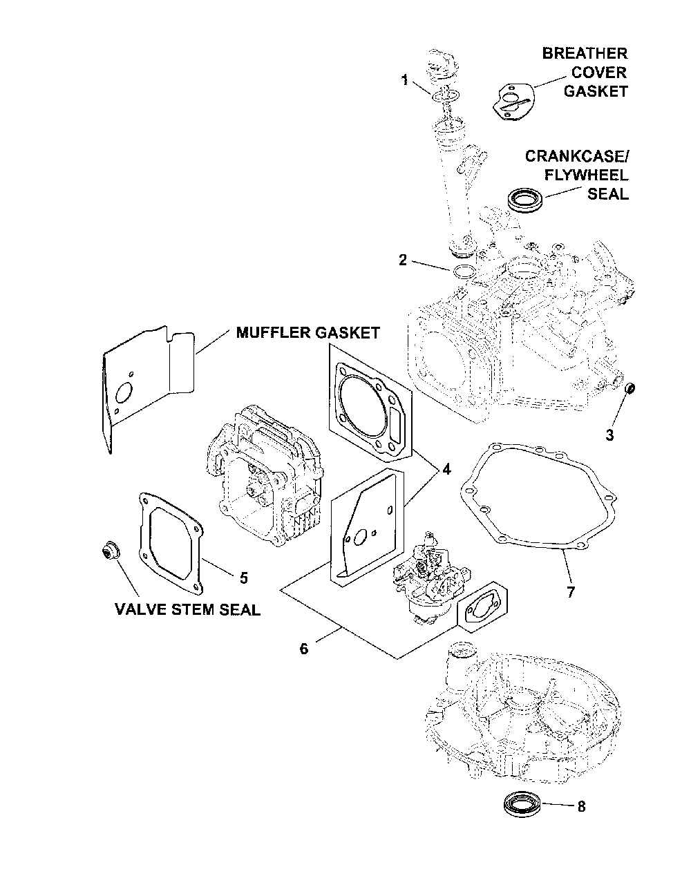 Gasket set Diagram and Parts List for 917376823  Husqvarna Lawn Mower