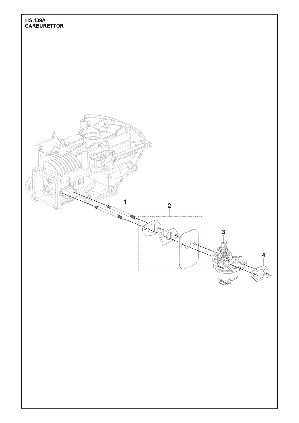 Carburetor Diagram and Parts List for HS139A531450701 531450702, 599912201, 599912202 Husqvarna Engine