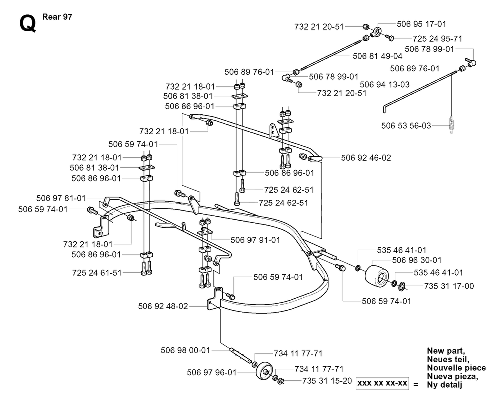 Protection Frame Diagram and Parts List for R13R (953533001)(2003-09) Husqvarna Lawn Tractor