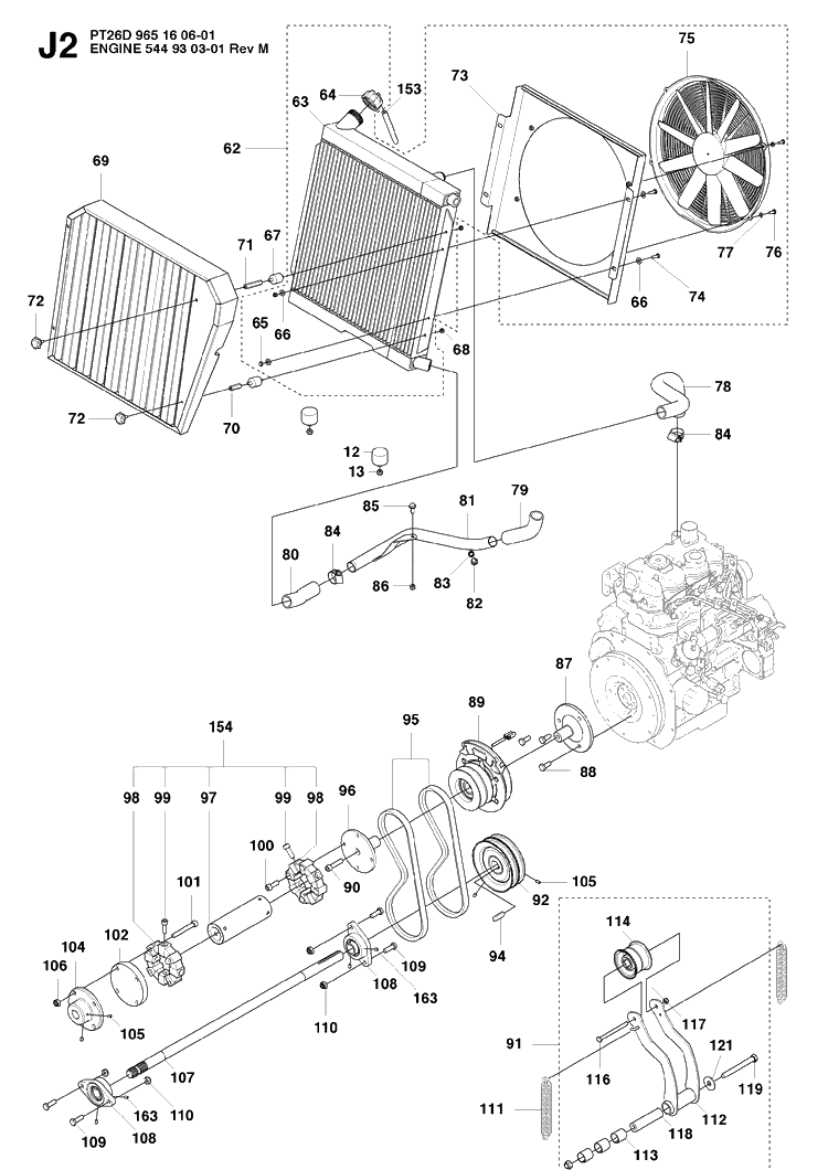 Engine 2 Diagram and Parts List for PT26D (965160601)(2008-03) Husqvarna Lawn Mower