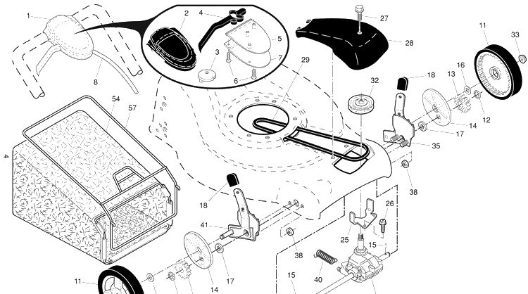 Drive Diagram and Parts List for 96143005400 2009-07 Husqvarna Lawn Mower