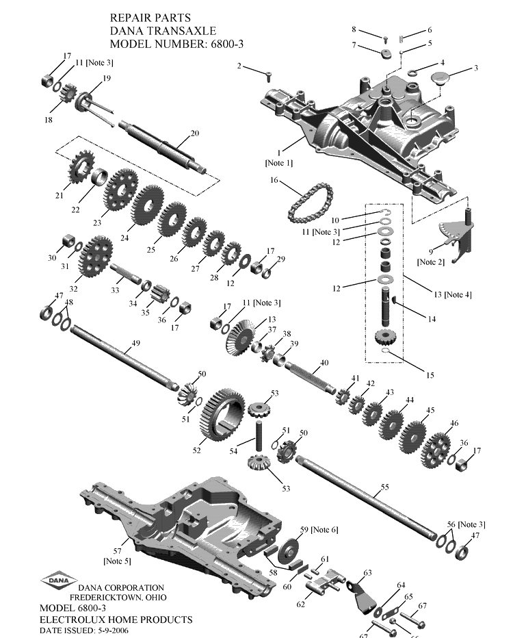 Transmission Diagram and Parts List for 504054211 2008-01 Husqvarna Engine