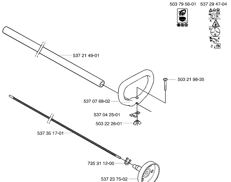 Shaft / Tube Diagram and Parts List for 123L 2004-01 Husqvarna Trimmer
