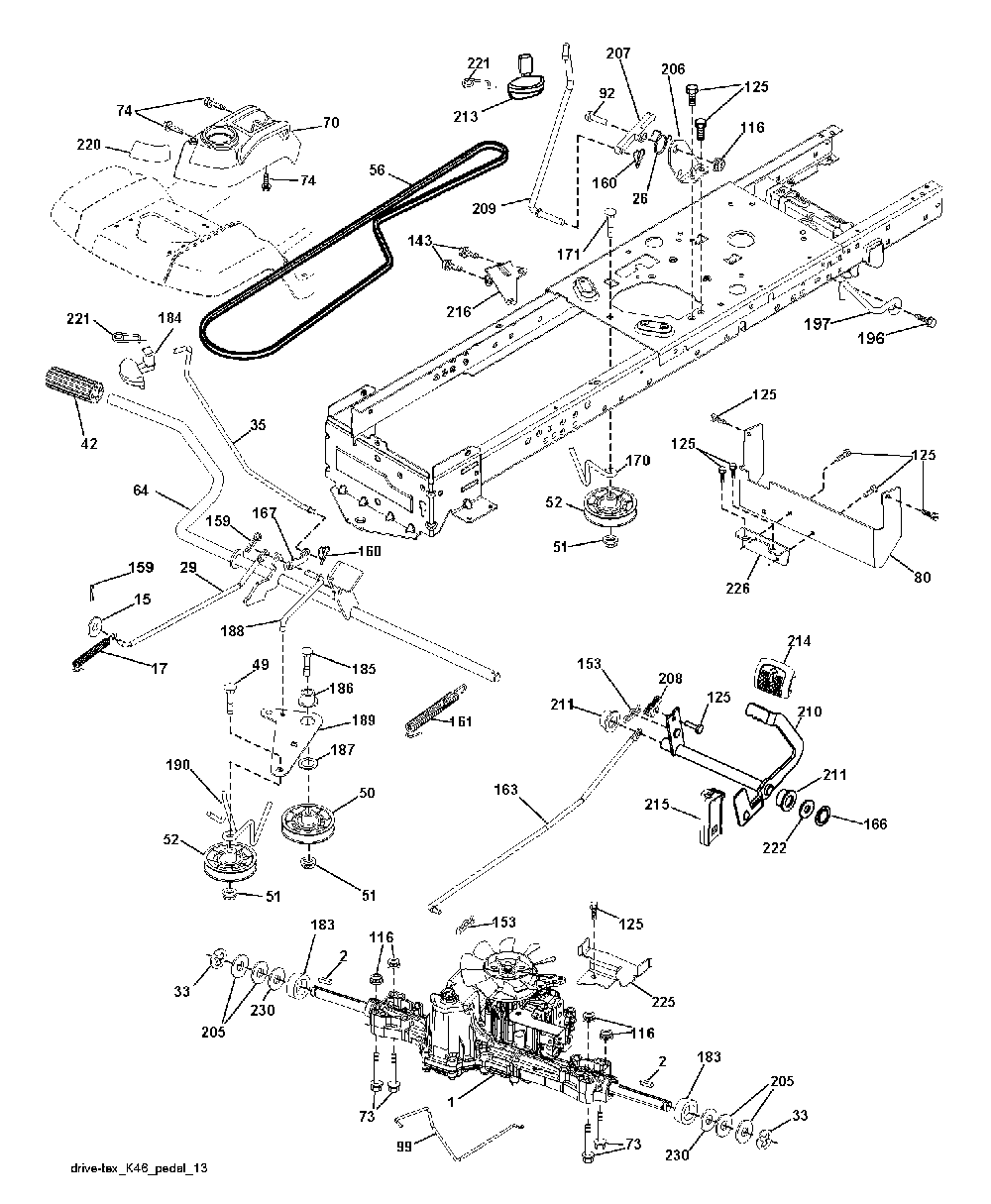 Drive Diagram and Parts List for YTH200TWIN (96041006401)(2009-02) Husqvarna Lawn Tractor