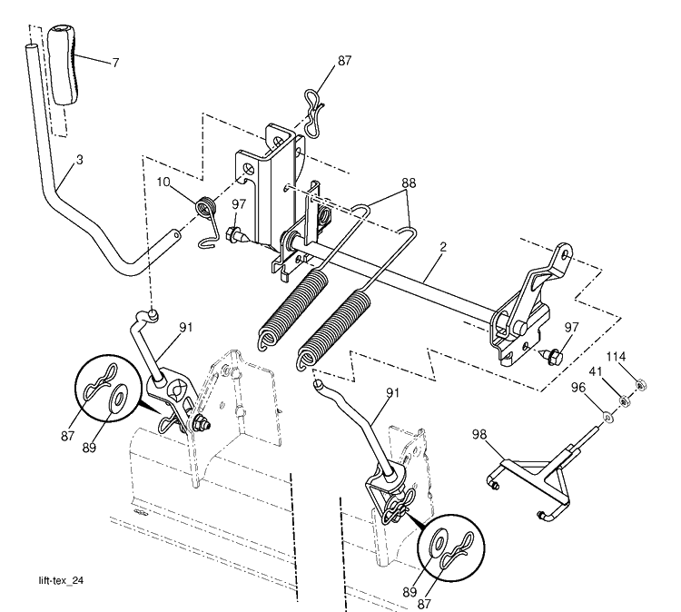 Mower Lift Lever Diagram and Parts List for LGT48DXL (96043026000)(2017-09) Husqvarna Lawn Tractor