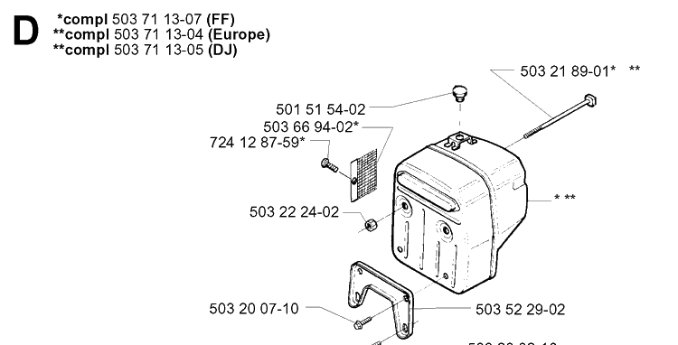 Muffler Diagram and Parts List for 395XP/ (XPG)(20034000001-20051800000) Husqvarna Chainsaw