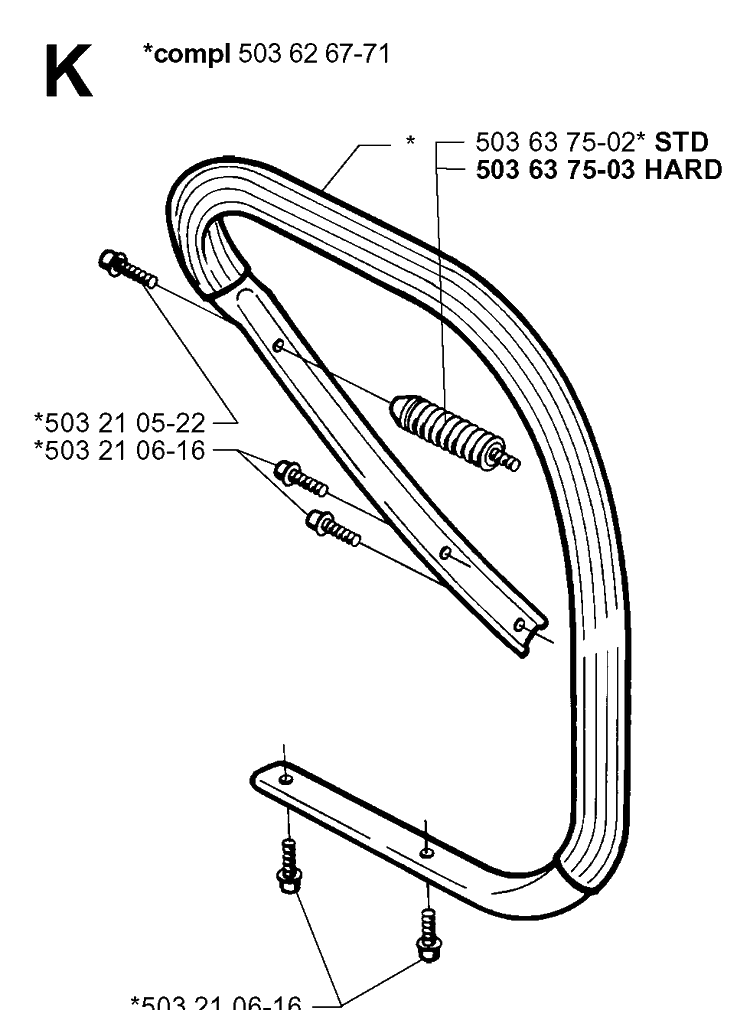 Handle Diagram and Parts List for 371XP 19991800001-Current Husqvarna Chainsaw