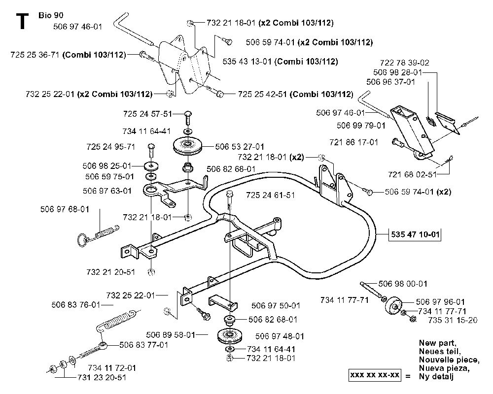 Frame Diagram and Parts List for RIDERPRO18 (953521901)(2004-01) Husqvarna Lawn Tractor