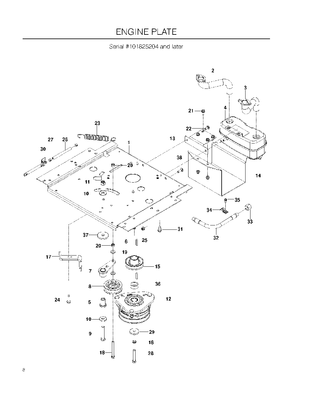 Engine Plate Diagram and Parts List for EZC4824BF (966047501)(2010-05) Husqvarna Lawn Tractor