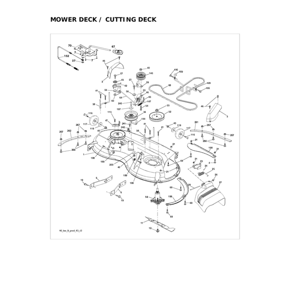 Mower Deck/Cutting Deck Diagram and Parts List for 96043032900  Husqvarna Lawn Tractor